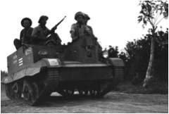 4 Israeli soldiers operating a captured Egyptian vehicle