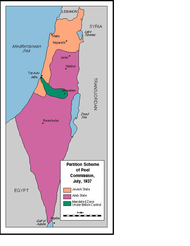 Map of 1937 Peel (Partition) Report for Arab and Jewish States