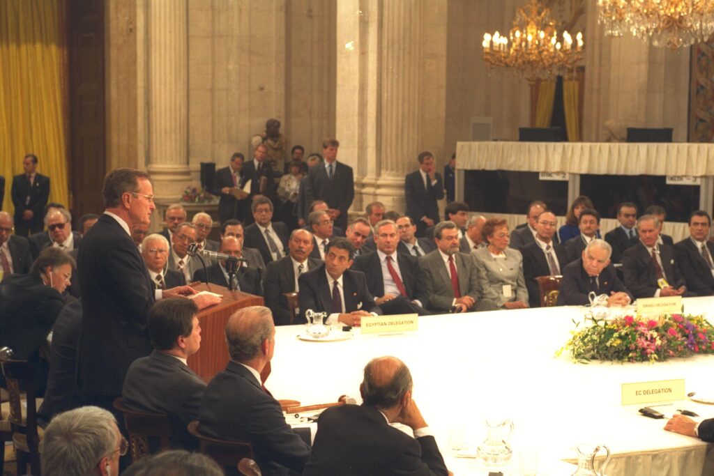 George H.W. Bush at 1991 Madrid peace conference