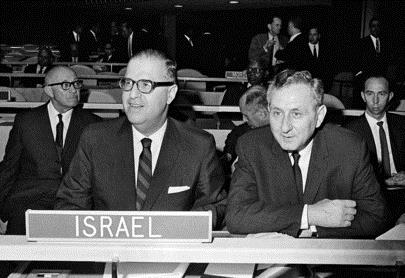 Abba Eban (left), Israel's Foreign Minister, pictured with Gideon Rafael (right), Israel's Permanent Representative to the UN, June 1967. Source: UN Photo/Teddy Chen