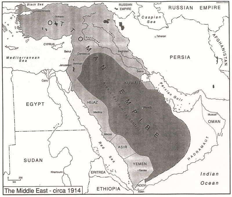 Map of the Ottoman Empire before WWI