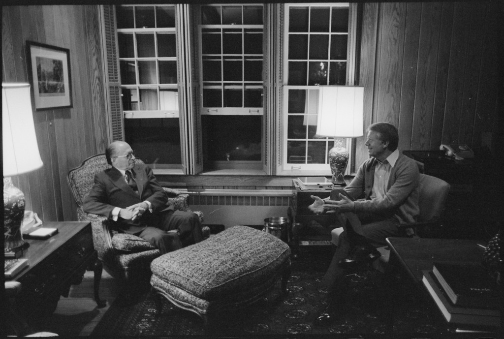 Conversation between US President Jimmy Carter, US Secretary of State Cyrus Vance, Israeli Prime Minister Menachem Begin, and Israeli Foreign Minister Moshe Dayan at Camp David