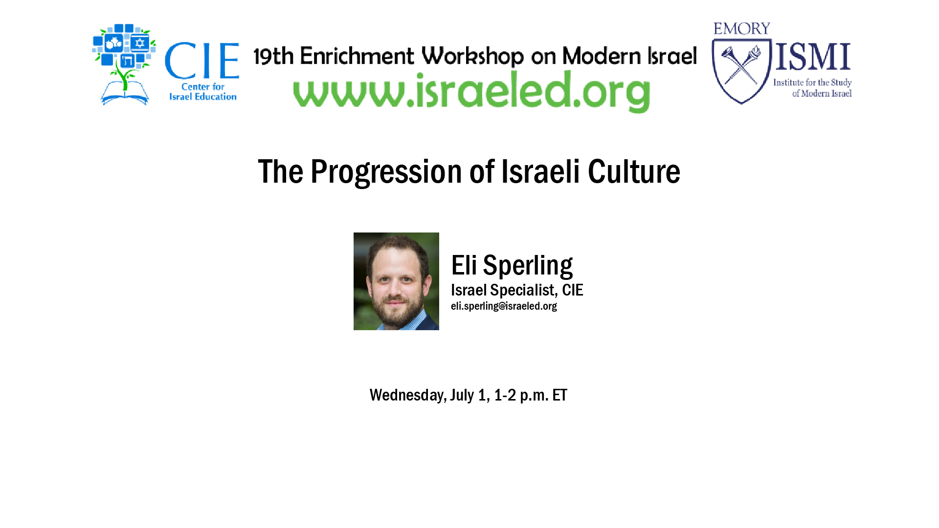The Progression of Israeli Culture, Dr. Eli Sperling, (1:01)