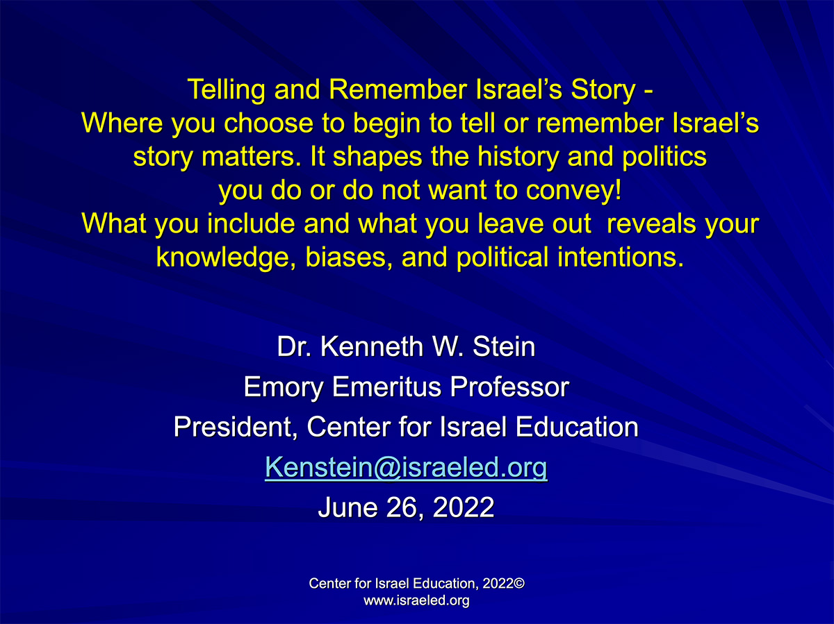 Israel’s Story – Telling and Remembering It